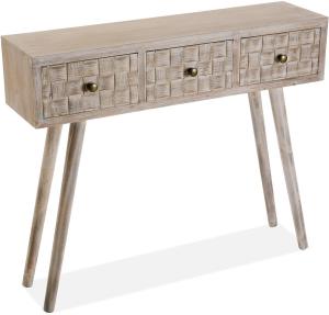 Versa Anish Schmales Möbelstück für den Eingangsbereich oder Flur, Moderner Konsolentisch, mit 3 Schubladen, Maßnahmen (H x L x B) 81,5 x 25 x 97 cm, Holz, Farbe: Braun und Grau