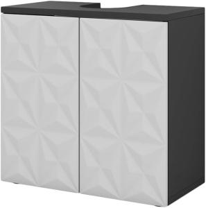 Vicco Waschtischunterschrank Waschbeckenunterschrank Edge Schwarz Weiß modern 60x57 cm Badezimmer Schrank Badschrank Badkommode Badmöbel 2 Türen