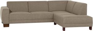 Blackpool Ecksofa Flachgewebe Leinenoptik Sahara Buche Nussbaumfarben