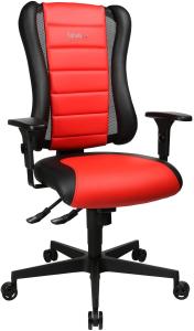 Topstar Sitness RS Büro-/Gaming-/Schreibtisch- Stuhl, inkl. Armlehnen, Stoff, rot / schwarz, 60 x 68 x 120 cm