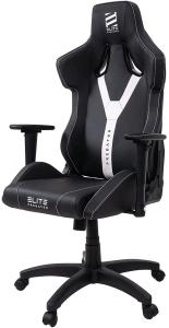 ELITE Gaming Stuhl Predator - Ergonomischer Bürostuhl - Schreibtischstuhl - Chefsessel - Sessel - Racing Gaming-Stuhl - Gamingstuhl - Drehstuhl - Chair - Kunstleder Sportsitz (Schwarz/Weiss)