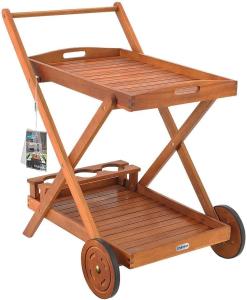 CASARIA® Servierwagen Beistelltisch Garten mit Rollen Holz