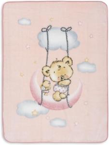 Interbaby Kinderdecke - Babydecke winter für Wiege "Osito Nube rosa" · 110x140 cm · Kuscheldecke flauschig weiche decke baby für kinderbet
