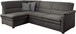 Cavadore Ecksofa Pisoo mit Ottomane links L-sofa, mit Federkern im klassischen Design, 245 x 89 x 161, Flachgewebe Grau