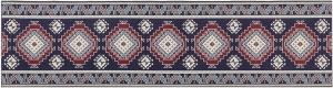 Teppich dunkelblau dunkelrot 80 x 300 cm orientalisches Muster Kurzflor KANGAL