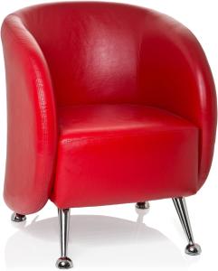 hjh OFFICE Polstersessel ST. Lucia Kunstleder Lounge-Sessel mit weicher Sitzpolsterung, 713220, Rot