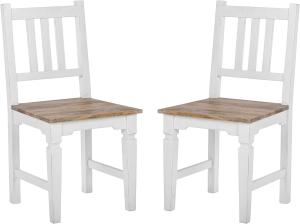 Stühle 2er Set 45x45x90 cm Natur/Weiß aus Mangoholz WOMO-Design