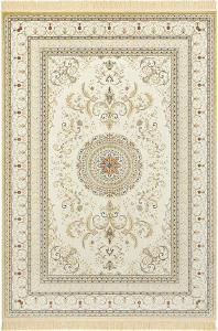 Orientalischer Samt-Teppich Fransen Antik Negar Creme - 160x230x0,5cm