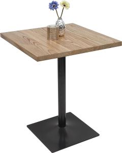 Bistrotisch HWC-H10, Bartisch Thekentisch, Industrial Gastro Metall Ulme Massivholz 70x70cm ~ hellbraun