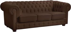 Bridgeport Sofa 3-Sitzer pigmentiertes Nappaleder Braun Buche Nussbaumfarben