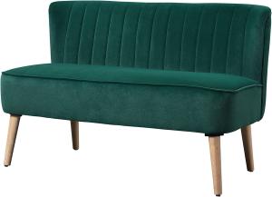 HOMCOM 2-Sitzer Stoffsofa Polstersofa Sitzmöbel Loungesofa Holz Samtartiges Polyster Schaumstoff Dunkelgrün 117 x 56,5 x 77 cm