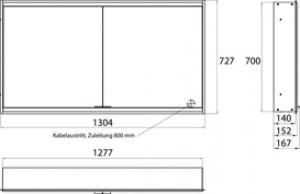 Emco prime 2 Lichtspiegelschrank, 1300 mm, 2 Türen, Unterputzmodell, IP 20, ohne Lichtpaket, Ausführung: Glasrückwand verspiegelt - 949705057