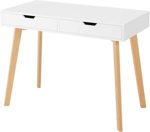 Schreibtisch mit 2 Schubladen Computertisch Arbeitstisch Bürotisch Laptop-Tisch Schminktisch für Home Office aus Holz Weiß 100x50x77cm