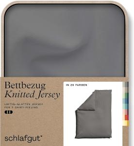 Schlafgut Knitted Jersey Bettwäsche | Bettbezug einzeln 155x220 cm | grey-mid