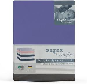 SETEX Feinbiber Spannbettlaken, 140 x 200 cm großes Spannbetttuch, 100% Baumwolle, Bettlaken in Very Peri (Lila)