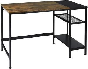 Schreibtisch mit 2 Ablagen aus MDF und Stahl schwarz vintage