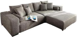 Couch Marbeya Hellgrau 290x110 cm mit Schlaffunktion Hocker