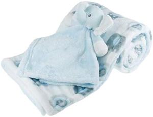 Soft Touch Decke mit kuscheligem Elefanten 70 x 100 cm weiß/blau