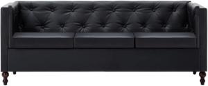 vidaXL Chesterfield-Sofa 3-Sitzer Kunstlederbezug Schwarz