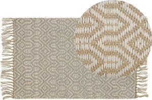 Teppich beige 50 x 80 cm geometrisches Muster Kurzflor zweiseitig POZANTI