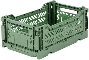 AY-KASA hellgrüne, Faltbare Aufbewahrungsbox mit 26,6x17,1x10,5 cm und 4 Liter Volumen - Bunte Klappbox zum Einkaufen und Aufbewahren - Stabile Faltbox aus Plastik - Organizer Box