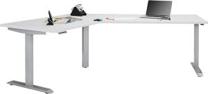 Schreibtisch >EDJUST< (BxHxT: 248x120x158 cm) in Metall platingrau - weiß matt