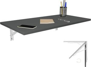 Wandklapptisch Schreibtisch Tischplatte 80x40 cm in Anthrazit Klapptisch Esstisch Küchentisch für die Wand Bartisch Stehtisch Wandtisch Tisch klappbar zur Wandmontage im Büro Küche