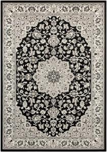 Orientalischer Samt Teppich Keshan - 160x230x0,3cm - schwarz, grau