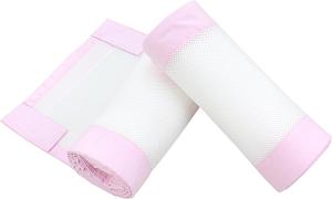 TupTam Gitterstäbe Schutz Netz Babybett Nestchen 3D Mesh 2er Pack, Farbe: Weiß/Rosa, Größe: ca. 128 x 30 cm (für Babybett 140x70)