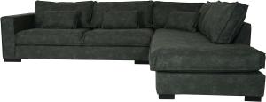 Ecksofa HWC-J58, Couch Sofa mit Ottomane rechts, Made in EU, wasserabweisend 295cm ~ Kunstleder grau