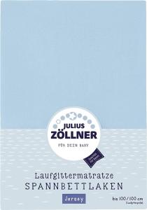 Julius Zöllner Jersey Spanntuch, passend für Laufgittermatratzen 68x90 bis 95x95 cm, hellblau