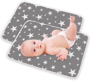 2 Stück Baby Wasserdicht Wickelunterlage für Babys und Kleinkinder Wickelauflage Waschbar Tragbare Faltbar Neugeborene Wickelunterlage Unterwegs 50x70 cm