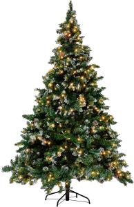 Künstlicher Weihnachtsbaum mit LED Beleuchtung Schnee bestreut 180 cm grün PALOMAR