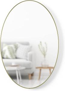 Umbra Hubba Wandspiegel Oval, Wand Spiegel, Dekospiegel, Spiegelglas, Messing, 61 x 91 cm, 1018528-104