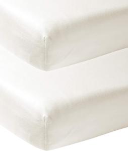 Meyco Baby Uni Spannbettlaken 2er Pack für das Kinderbett (Bettlaken mit weicher Jersey-Qualität, aus 100% Baumwolle, perfekte Passform durch Rundum-Gummizug, Maße: 60 x 120cm), Cremeweiß
