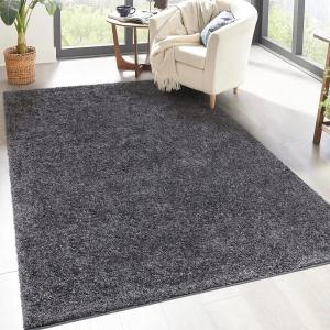carpet city Shaggy Hochflor Teppich - 200x290 cm - Anthrazit - Langflor Wohnzimmerteppich - Einfarbig Uni Modern - Flauschig-Weiche Teppiche Schlafzimmer Deko