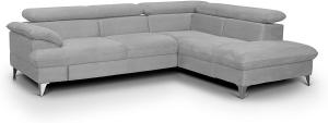 Mivano Eckcouch David / Modernes Sofa in L-Form mit verstellbaren Kopfteilen und Ottomane / 256 x 71 x 208 / Mikrofaser-Bezug, Grau