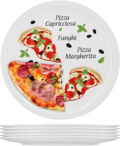6er Pizzateller Margherita groß 30,5cm Porzellan Teller Pizzaplatte mit Motiv - für Pizza / Pasta