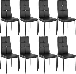 8 Esszimmerstühle, Kunstleder mit Glitzersteinen - schwarz