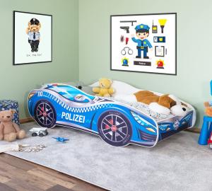 Alcube 'Polizei' Autobett 160 x 80 cm inkl. Lattenrost und Matratze, blau