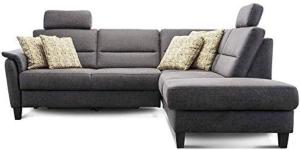 Cavadore Schlafsofa Palera mit Federkern / L-Form Sofa mit Bettfunktion / 236 x 89 x 212 / Büffellederoptik Dunkelgrau