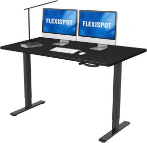 Flexispot Höhenverstellbarer Schreibtisch mit Tischplatte. (Schwarz, 120 x 60 cm)