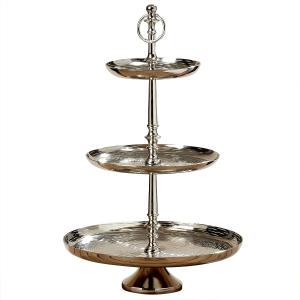 Boltze Home Ties, Etagere + Kuchenplatte, Silber