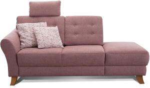 Cavadore Recamiere Trond mit Federkern / Modernes Sofa im Landhausstil mit Armteil links / Inkl. Kopfstütze und Rückenkissen / 194 x 89 x 92 / Flachgewebe rosa