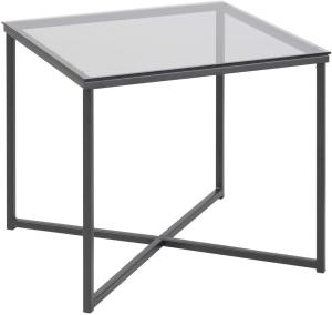 'Cape' Glastisch, Gestell schwarz, 50x50cm