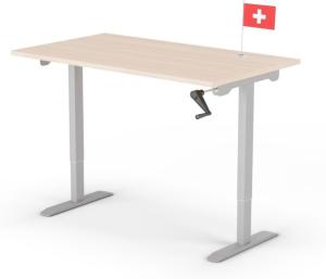 manuell höhenverstellbarer Schreibtisch EASY 140 x 80 cm - Gestell Grau, Platte Eiche