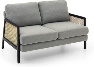ATLANTIC Home Collection Sofa 2-Sitzer Couch Polstersofa Wiener Geflecht Marcel Grau