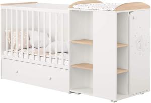 Polini 'French 800' Kombi-Kinderbett 60x120 cm, Teddy/weiß-Pastell Eiche, mit Kommode