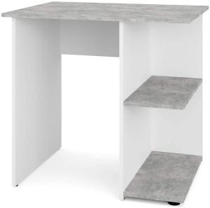 Vicco 'Simple' Schreibtisch, Beton/Weiß, mit 2 Fächern