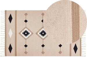 Kelim Teppich Baumwolle mehrfarbig 80 x 150 cm geometrisches Muster Kurzflor BERDIK